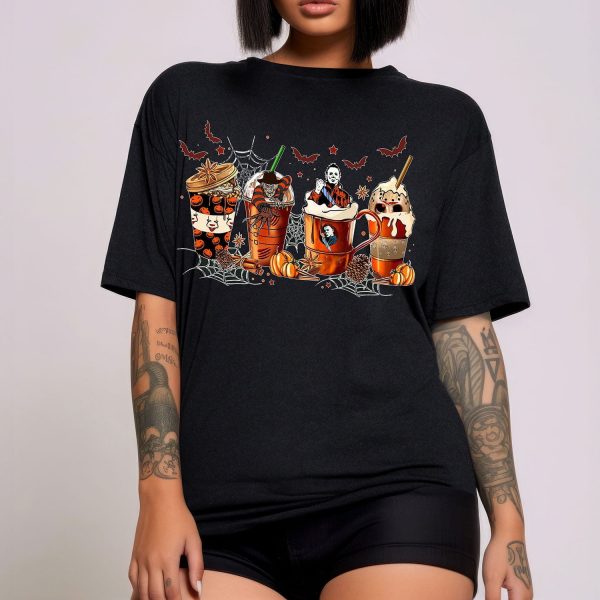 Caffeine and Chills with The Skeleton Coffee Cups Halloween Shirt 1