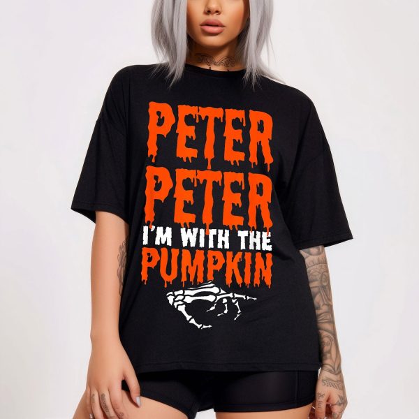 Peter I'm with the Pumpkin Skeleton Hand Halloween Shirt
