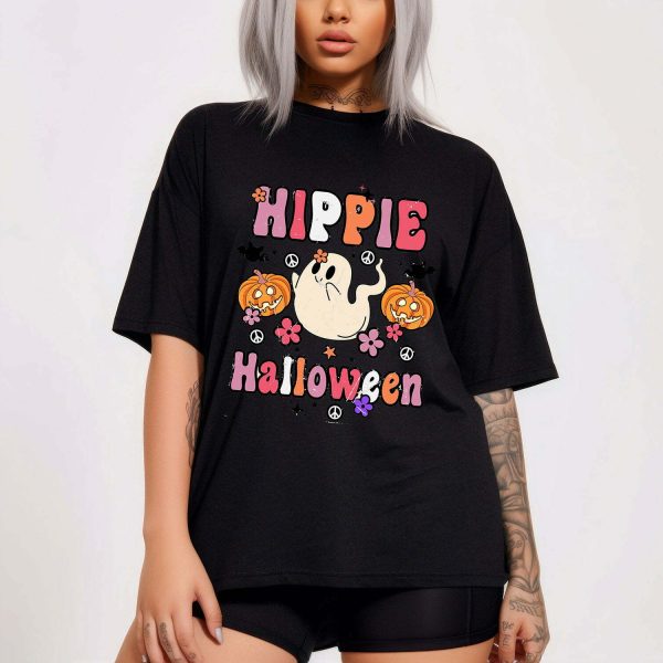 Retro Hippie Cute Ghost Halloween Shirt for Spooky Season