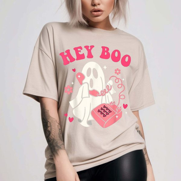 The Cute Ghost Is Talking On The Phone Hey Boo Halloween Shirt 1