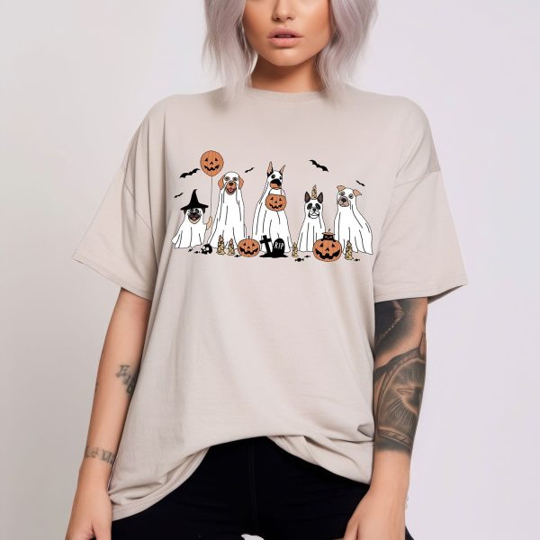 Unleash the Fun with the Adorable Ghost Dog Halloween Shirt
