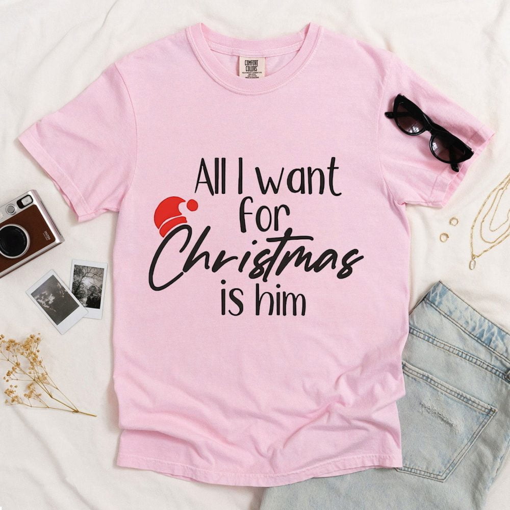 All I want for Christmas Shirt is him, Christmas Couple Shirt 1