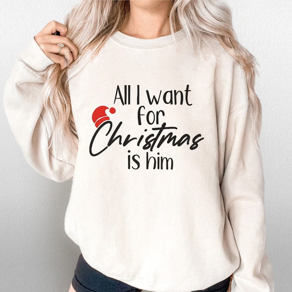 All I want for Christmas Shirt is him, Christmas Couple Shirt 4