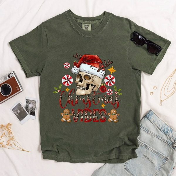 Skeleton Santa Christmas Shirt, Christmas Vibes Shirt