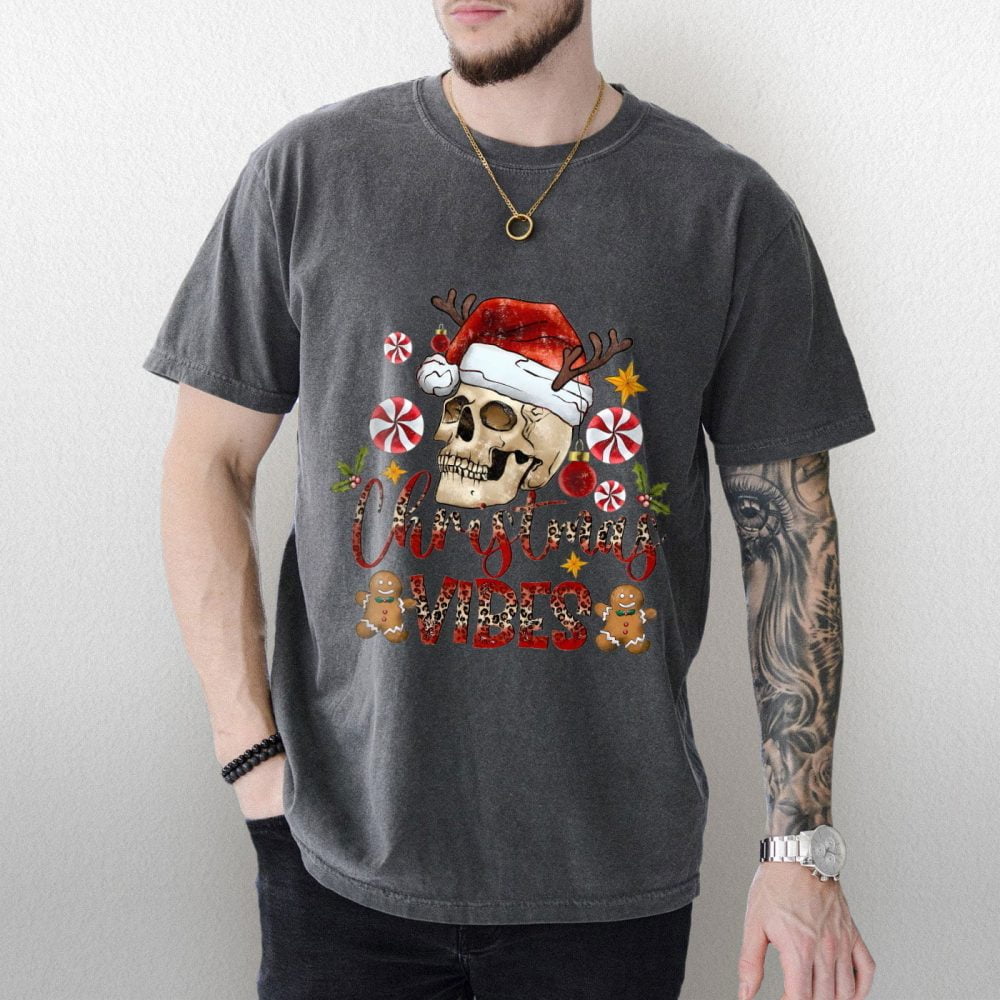 Skeleton Santa Christmas Shirt, Christmas Vibes Shirt