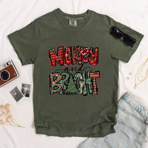 Merry & Bright Christmas Shirt, Christmas Lover Shirt