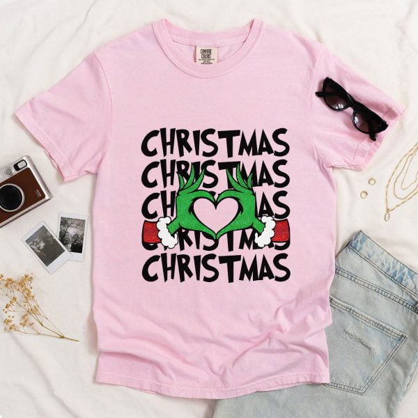Funny Grinchmas Shirt, Christmas Heart Hand Shirt