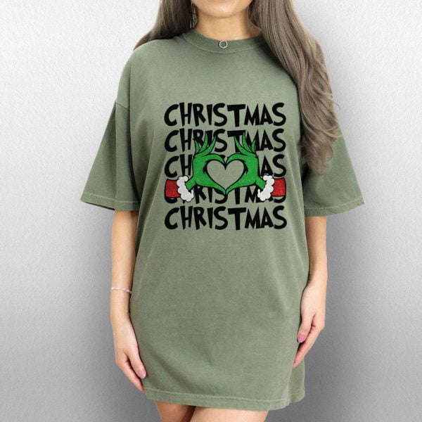 Funny Grinchmas Shirt, Christmas Heart Hand Shirt