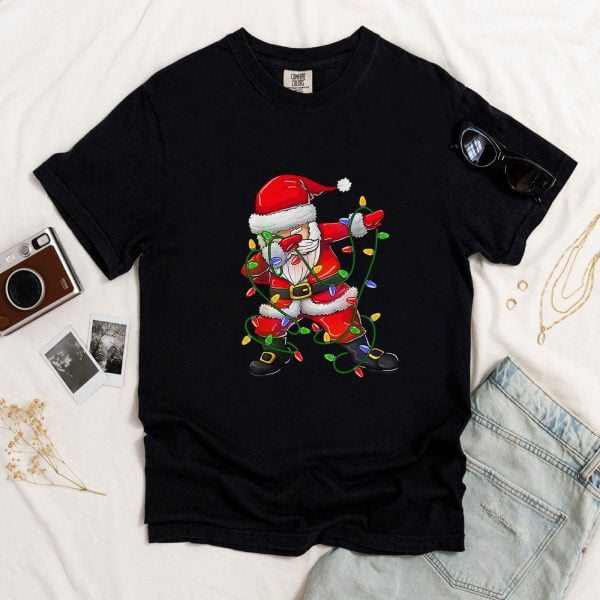 Dabbing Santa Christmas Shirt, Christmas Tree Lights Shirt