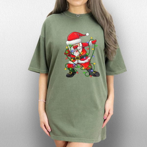 Dabbing Santa Christmas Shirt, Christmas Tree Lights Shirt