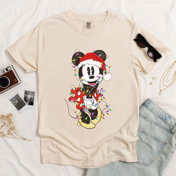 Disney-Couples-Mickey-and-Minnie-Mouse-Christmas-Lights-Women-Shirt-1
