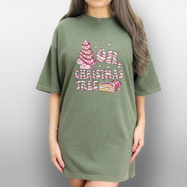 Oh Christmas Tree Shirt, Pink Tree & Cake Christmas Shirt