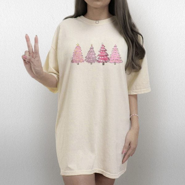 Pink Christmas Tree Shirt, Christmas Holiday Season Shirt 2