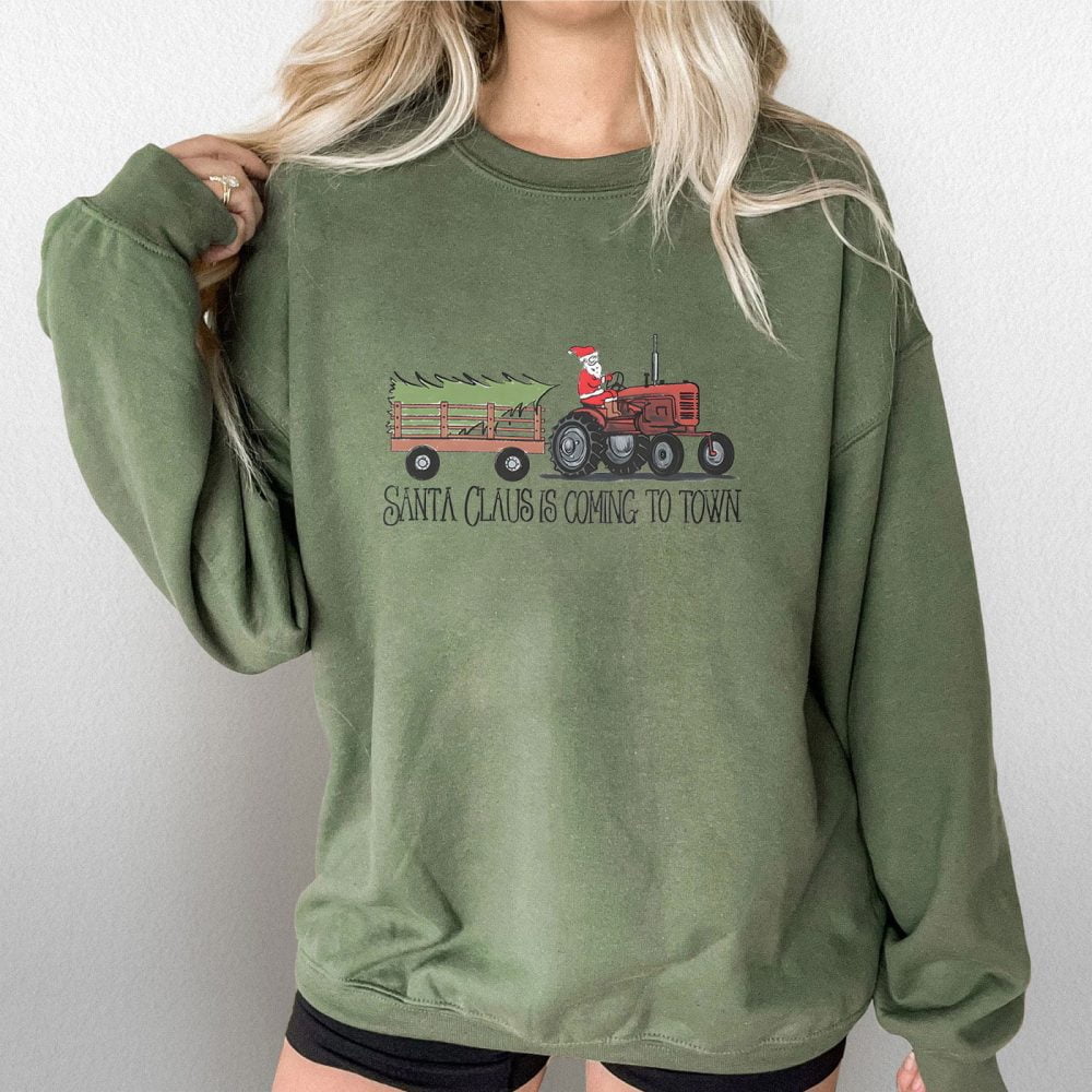 Santa Tractor Christmas Shirt, Farm-Inspired Santa Christmas Shirt 4