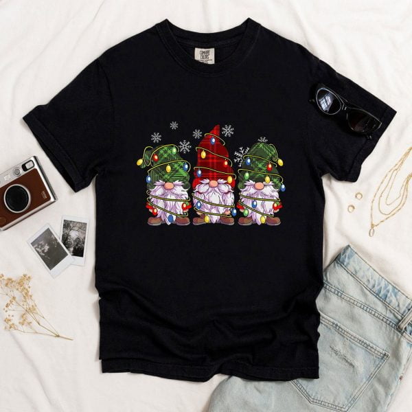 Three-Gnomes-Shirt-Men-Women-Buffalo-Plaid-Red-Christmas-T-Shirt-1